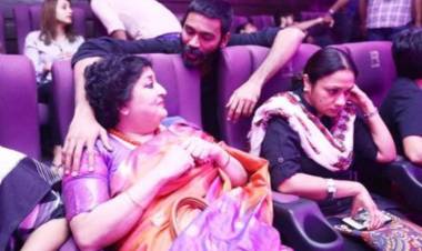 "பேட்ட" திரைபடத்தின் முதல் காட்சியை ரசித்த தனுஷ், லதா ரஜினிகாந்த்