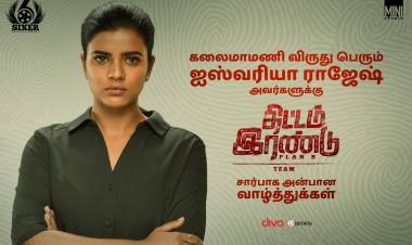 On the behalf of #ThittamIrandu #PlanB and Sixer Entertainment, we congratulate actress #AishwaryaRajesh on receiving #KalaimamaniAward.