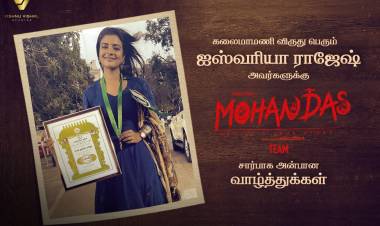 Team #Mohandas congratulates @aishu_dil on recieving the #KalaimamaniAward. More heights to be scaled for the talented actress!
