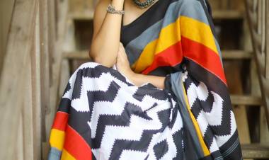 Pretty girl #DhanyaBalakrishna in a multi-colour trendy saree!