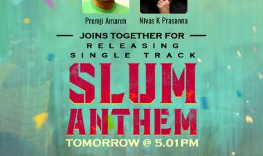 For the first time @menongautham @vijayantony #DrumsSivamani  @Premgiamaren @nivaskprasanna Join together for #KodiyilOruvan - 3rd single track #SlumAnthem