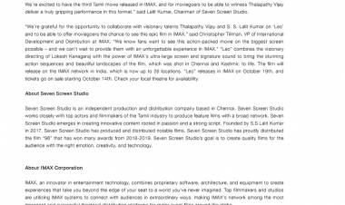 அக்டோபர் 19ல் ஐமேக்ஸ்-R-ல் லியோ அனுபவத்தை உணருங்கள்*