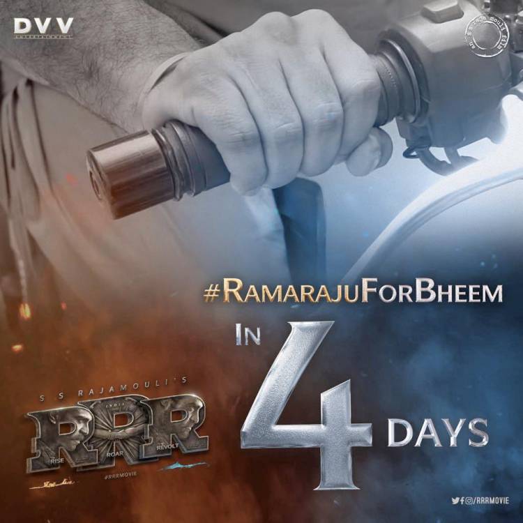 Gear up...   BHEEM is ARRIVING in 4 Days...  #RRRMovie #RamarajuForBheem