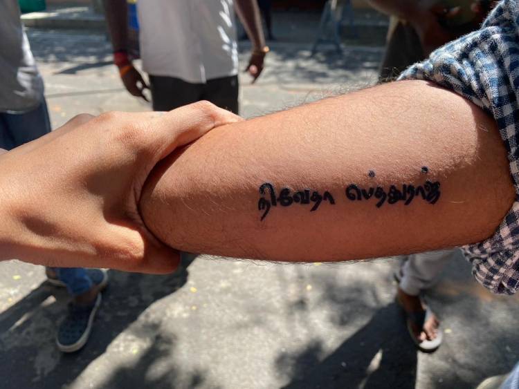 #Prabhu - A die-hard fan of #NivethaPethuraj has tattooed her name on his forearm.. 