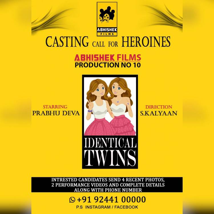 #AbhishekFilms  @Abhishek_films_  @abhishekfilms_official #RameshPPillai calls for  A double Damakka for  Identical Twins 