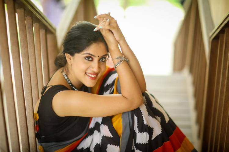 Pretty girl #DhanyaBalakrishna in a multi-colour trendy saree!