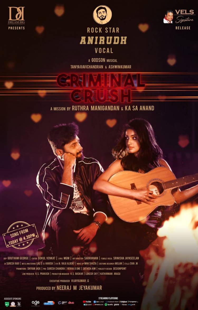 #CriminalCrush video album in rockstar @anirudhofficial voice from today 4:30 PM.