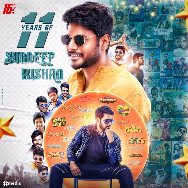 Here is the special poster to celebrate 11 glorious years of talented Hero @sundeepkishan in the film industry