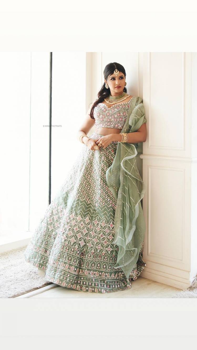 Actress #Anjenakirti looks very elegant and beautiful in this Lehenga in a recent Photoshoot stills