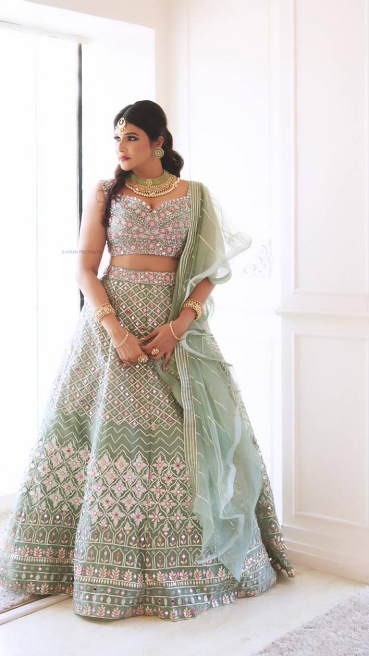 Actress #Anjenakirti looks very elegant and beautiful in this Lehenga in a recent Photoshoot stills