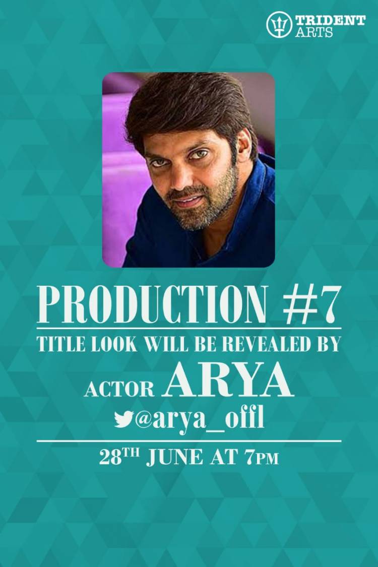 @tridentartsoffl Production No 7 title will be revealed by heartthrob @arya_offl tomorrow @ 7pm