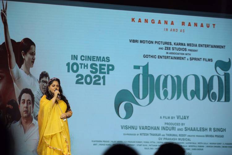 கங்கானா ரனாவத் நடிப்பில் பன்மொழி திரைப்படமாக அனைத்திந்திய ரசிகர்களை மகிழ்விக்கும் வகையில் "தலைவி"  திரைப்படம்  2021 செப்டம்பர் 10 