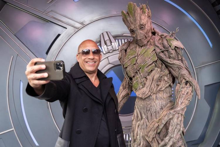 The Guardians of the Galaxy reunite for one last ride with Writer and Director James Gunn and cast Chris Pratt, Zoe Saldaña, Karen Gillan, Pom Klementieff and Vin Diesel attending the European Gala Event at Marvel Avengers Campus in Disneyland Paris!